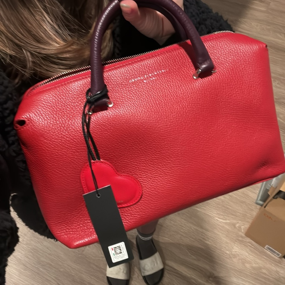 Davide Albertario Red Heart Charm Handbag